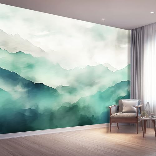Fototapete Vlies Abstrakter Stil Wanddeko Wandbild Wandtapete, Tapete Nebelige Gipfel Motivtapeten für Wohnzimmer Schlafzimmer 350 x 256 cm, Blaugrün Fototapete Vlies Abstrakter Stil Wanddeko Wandbild Wandtapete, Tapete Nebelige Gipfel Motivtapeten für Wohnzimmer Schlafzimmer 350 x 256 cm, Blaugrün von Generic