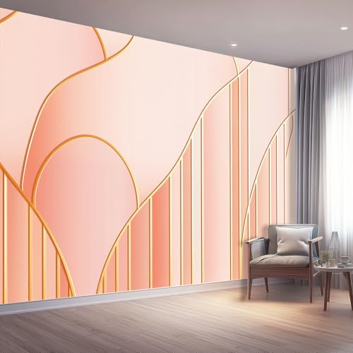 Fototapete Vlies Moderner Eleganzstil Wanddeko Wandbild Wandtapete, Tapete Linien Motivtapeten für Wohnzimmer Schlafzimmer 400 x 280 cm, Rosa von Generic