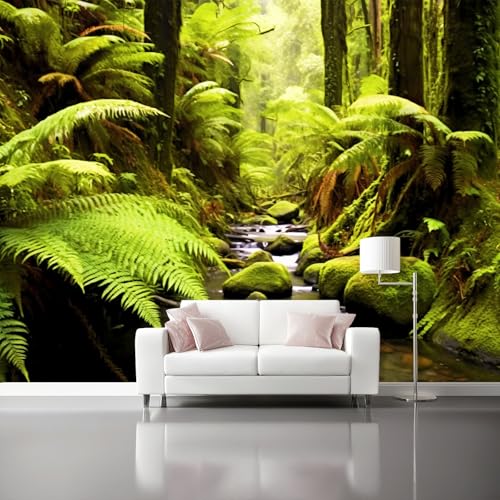 Fototapete Vlies Natürlicher Stil Wanddeko Wandbild Wandtapete, Tapete Regenwaldbach Motivtapeten für Wohnzimmer Schlafzimmer 400 x 280 cm, Grün Fototapete Vlies Natürlicher Stil Wanddeko Wandbild Wandtapete, Tapete Regenwaldbach Motivtapeten für Wohnzimmer Schlafzimmer 400 x 280 cm, Grün von Generic