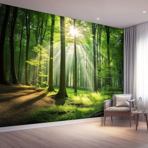 Fototapete Vlies Natürlicher Stil Wanddeko Wandbild Wandtapete, Tapete Sonnenbeschienene Bäume Motivtapeten für Wohnzimmer Schlafzimmer 300 x 210 cm, Grün Fototapete Vlies Natürlicher Stil Wanddeko Wandbild Wandtapete, Tapete Sonnenbeschienene Bäume Motivtapeten für Wohnzimmer Schlafzimmer 300 x 210 cm, Grün von Generic