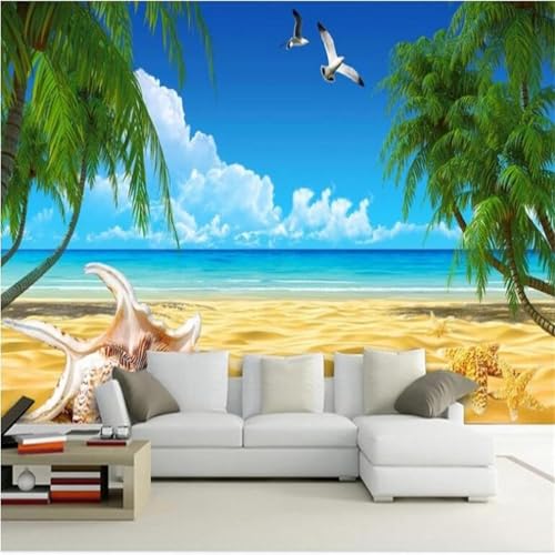 Fototapete Wandbild Für Wand 3D Blick Auf Den Strand Und Das Meer 450(W)X315(H)Cm Tapetenrolle Kinderzimmer Wohnzimmer Fresko Wandverkleidung 3D Wandposter Abziehen Und Aufkleben Selbstklebend-8125951 von Generic
