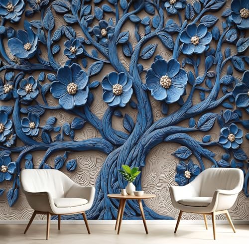 Fototapete Wandpapier 3D Reliefblumen Dekorfolie Möbelfolie Baum Des Lebens 450X315Cm Wanddeko Wandtapete Wohnzimmer Schlafzimmer, Dauerhaft Blau Fototapete Wandpapier 3D Reliefblumen Dekorfolie Möbelfolie Baum Des Lebens 450X315Cm Wanddeko Wandtapete Wohnzimmer Schlafzimmer, Dauerhaft Blau von Generic