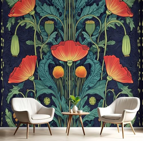 Fototapete Wandpapier Abstrakte Mohnblumen Dekorfolie Möbelfolie Jugendstil 250X175Cm Wanddeko Wandtapete Wohnzimmer Schlafzimmer, Dauerhaft Dunkelblau Fototapete Wandpapier Abstrakte Mohnblumen Dekorfolie Möbelfolie Jugendstil 250X175Cm Wanddeko Wandtapete Wohnzimmer Schlafzimmer, Dauerhaft Dunkelblau von Generic