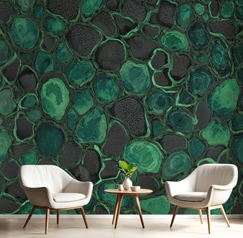 Fototapete Wandpapier Schwarze Geode Dekorfolie Möbelfolie Abstrakter Kunststil 308X220Cm Wanddeko Wandtapete Wohnzimmer Schlafzimmer, Dauerhaft Smaragdgrün von Generic