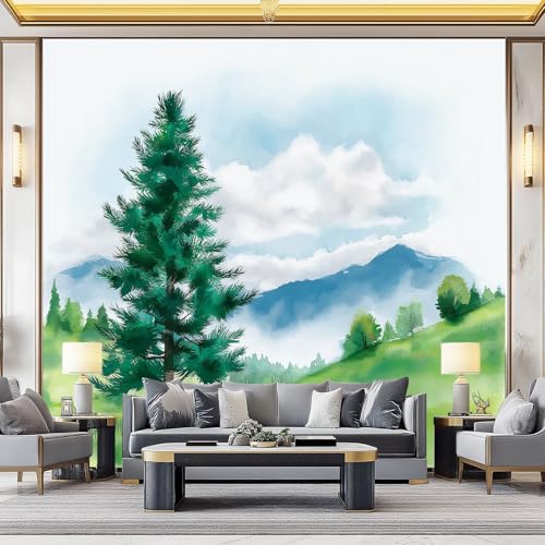 Fototapeten Aquarell Kiefern Wolken Berge Drucken Wandbild 400 x 280 cm Fototapeten Wandbilder Panorama Wandtapete Dekoration, Bunt Moderne Vlies Wanddekoration für Wohnzimmer Schlafzimmer Fototapeten Aquarell Kiefern Wolken Berge Drucken Wandbild 400 x 280 cm Fototapeten Wandbilder Panorama Wandtapete Dekoration, Bunt Moderne Vlies Wanddekoration für Wohnzimmer Schlafzimmer von Generic
