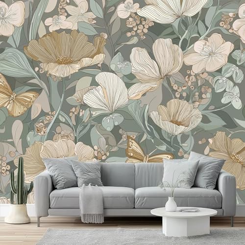 Fototapeten Bohème Gemalt Blumen Schmetterlinge Drucken Wandbild 350 x 256 cm Fototapeten Wandbilder Panorama Wandtapete Dekoration, Bunt Moderne Vlies Wanddekoration für Wohnzimmer Schlafzimmer Fototapeten Bohème Gemalt Blumen Schmetterlinge Drucken Wandbild 350 x 256 cm Fototapeten Wandbilder Panorama Wandtapete Dekoration, Bunt Moderne Vlies Wanddekoration für Wohnzimmer Schlafzimmer von Generic