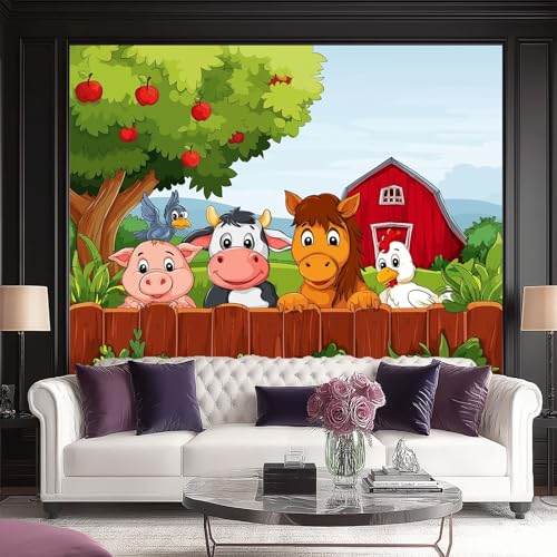 Fototapeten Cartoon Bauernhof Tiere Holzzaun Drucken Wandbild 400 x 280 cm Fototapeten Wandbilder Panorama Wandtapete Dekoration, Bunt Moderne Vlies Wanddekoration für Wohnzimmer Schlafzimmer Fototapeten Cartoon Bauernhof Tiere Holzzaun Drucken Wandbild 400 x 280 cm Fototapeten Wandbilder Panorama Wandtapete Dekoration, Bunt Moderne Vlies Wanddekoration für Wohnzimmer Schlafzimmer von Generic