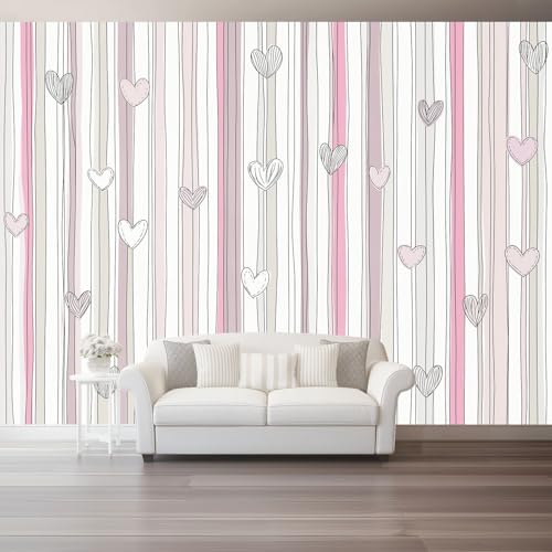 Fototapeten Schlicht Romantisch Herz Streifen Drucken Wandbild 400 x 280 cm Fototapeten Wandbilder Panorama Wandtapete Dekoration, Rosa Grau Moderne Vlies Wanddekoration für Wohnzimmer Schlafzimmer Fototapeten Schlicht Romantisch Herz Streifen Drucken Wandbild 400 x 280 cm Fototapeten Wandbilder Panorama Wandtapete Dekoration, Rosa Grau Moderne Vlies Wanddekoration für Wohnzimmer Schlafzimmer von Generic