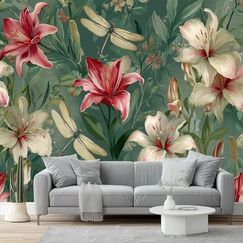 Fototapeten Vintage Aquarell Lilie Blume Drucken Wandbild 400 x 280 cm Fototapeten Wandbilder Panorama Wandtapete Dekoration, Bunt Moderne Vlies Wanddekoration für Wohnzimmer Schlafzimmer Fototapeten Vintage Aquarell Lilie Blume Drucken Wandbild 400 x 280 cm Fototapeten Wandbilder Panorama Wandtapete Dekoration, Bunt Moderne Vlies Wanddekoration für Wohnzimmer Schlafzimmer von Generic