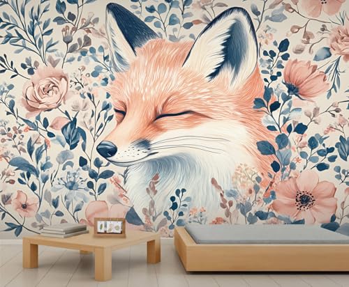 Fox Wandbild Blumen Tapete Wandbilder Pflanzen Botanische Tapete Bunte Schlafzimmertapete für Büro Wohnzimmer Schlafzimmer 450X300cm von Generic