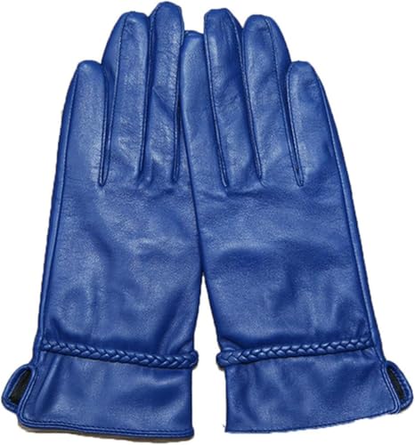 Frauen Lammfell Handschuhe Warm Bequem Winter Weiblich Modisch Einfache Fäustlinge, Blue, S von Generic