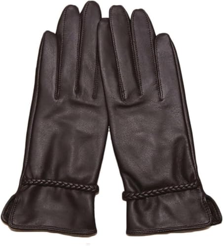 Frauen Lammfell Handschuhe Warm Bequem Winter Weiblich Modisch Einfache Fäustlinge, Brown Touch Screen, XXL von Generic