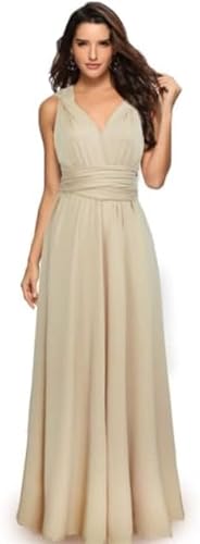 Frauen Sommer Sexy Rückenfrei Party Kleider Brautjungfern Multiway Wrap Convertible Las Cross Bandage Abendkleid, Apricot China, XL von Generic