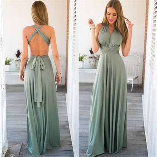 Frauen Sommer Sexy Rückenfrei Party Kleider Brautjungfern Multiway Wrap Convertible Las Cross Bandage Abendkleid, Grayish Green China, M Frauen Sommer Sexy Rückenfrei Party Kleider Brautjungfern Multiway Wrap Convertible Las Cross Bandage Abendkleid, Grayish Green China, M von Generic