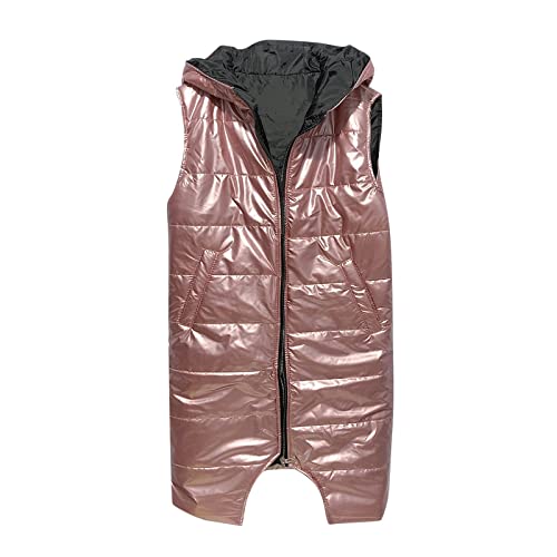 Frauen Winter Slim Fit Westen Warme Daunenmantel Weste Reißverschluss Gesteppte Outwear Daunenweste Wintermäntel Für Frauen, Pink, L von Generic