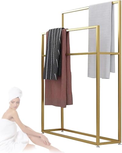 Freistehender Badetuchhalter Gebürstetes Gold Handtuchhalter Ständer Für Badezimmer Boden Hohes Handtuch Regal Decke Aufbewahrung Organizer 2 Tier Handtuchhalter, Gold, 85 x 20 x 110 cm Freistehender Badetuchhalter Gebürstetes Gold Handtuchhalter Ständer Für Badezimmer Boden Hohes Handtuch Regal Decke Aufbewahrung Organizer 2 Tier Handtuchhalter, Gold, 85 x 20 x 110 cm von Generic