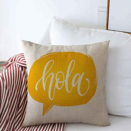 Freizeit Kissenbezüge Gelbes Modernes Hola Spanisch Dekorative Kissenbezüge Personalisiert Dekokissen 45X45Cm Pillow Cases Für Schlafzimmer Innenbereich Wohnzimmer Freizeit Kissenbezüge Gelbes Modernes Hola Spanisch Dekorative Kissenbezüge Personalisiert Dekokissen 45X45Cm Pillow Cases Für Schlafzimmer Innenbereich Wohnzimmer von Generic