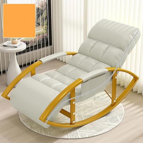 Freizeit-schaukelstuhl- Und Fußhocker-Set, übergroßer Terrassen-liegestuhl Wohnzimmer Outdoor-schaukelstuhl Mit Höhenverstellbarer Rückenlehne Und Fußstütz, Off White, Golden Legs Freizeit-schaukelstuhl- Und Fußhocker-Set, übergroßer Terrassen-liegestuhl Wohnzimmer Outdoor-schaukelstuhl Mit Höhenverstellbarer Rückenlehne Und Fußstütz, Off White, Golden Legs von Generic