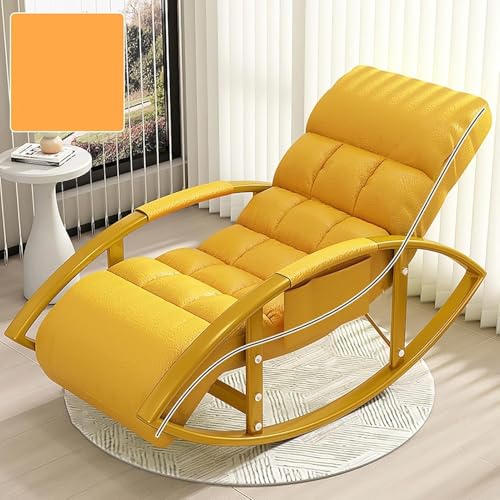 Freizeit-schaukelstuhl- Und Fußhocker-Set, übergroßer Terrassen-liegestuhl Wohnzimmer Outdoor-schaukelstuhl Mit Höhenverstellbarer Rückenlehne Und Fußstütz, Yellow, Golden Legs Freizeit-schaukelstuhl- Und Fußhocker-Set, übergroßer Terrassen-liegestuhl Wohnzimmer Outdoor-schaukelstuhl Mit Höhenverstellbarer Rückenlehne Und Fußstütz, Yellow, Golden Legs von Generic