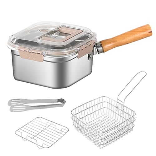 Fritteuse Mit Korb | Multifunktionale Bratpfanne,Spritzgeschützte Edelstahl Fritteuse Set Für Pommes Hähnchen & Mehr Spülmaschinenfest Fritteuse Mit Korb | Multifunktionale Bratpfanne,Spritzgeschützte Edelstahl Fritteuse Set Für Pommes Hähnchen & Mehr Spülmaschinenfest von Generic