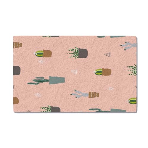 Fröhlicher Teppich mit frischem Blumenmuster,Teppich mit farbenfrohem Cartoon-Kaktus-Muster,Eine Fantastische Ergänzung für Ihre Raumdekoration (teppich3,50x80cm) von Generic