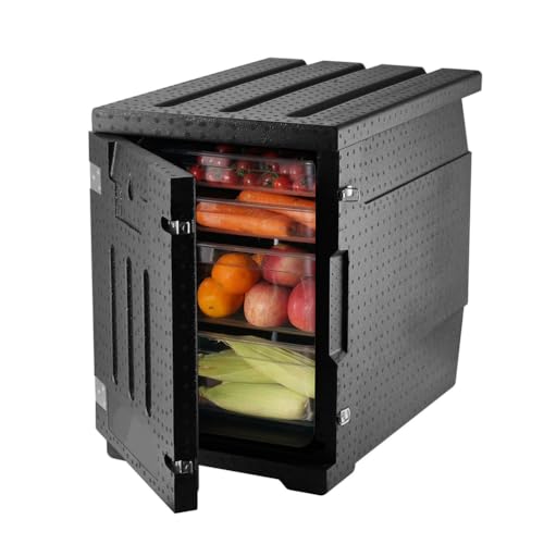 Frontlader-Transporter für Warm-/Kaltspeisen 82 Qt Boxträger mit Doppelschnallen und Rädern Stapelbarer Frontlader für Restaurant, Kantine von Generic