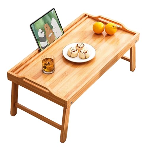 Frühstückstablett Bambus Betttisch Klappbar Betttablett Essenstablett Mit Fuß Tabletttisch Bed Table Klapptisch Bett Tablett Tisch Tablett 23.6x13.7x11In(Original Wood Colour) von Generic
