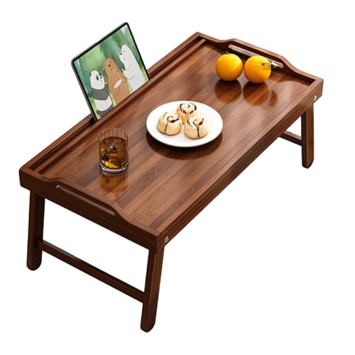 Frühstückstablett Bambus Betttisch Klappbar Betttablett Essenstablett Mit Fuß Tabletttisch Bed Table Klapptisch Bett Tablett Tisch Tablett 23.6x13.7x11In(Walnut) von Generic