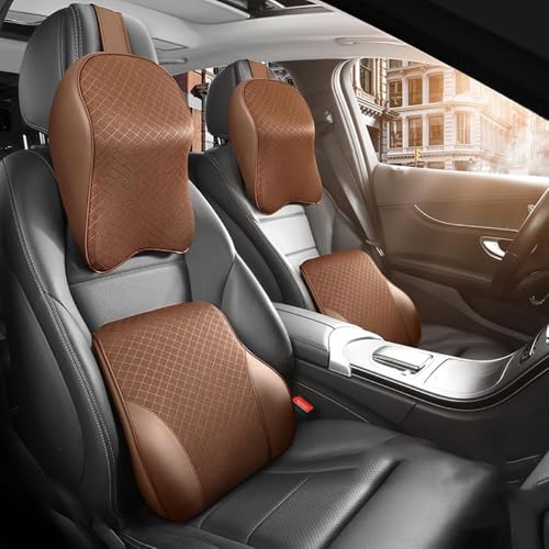 Für VW Amarok EOS ID.3 ID.4 ID.5 New Beetle,Autositz Lordosenstütze Rückenstütze Nackenstütze Kopfstütze Kopfkissen Lendenkissen Stützkissen Zubehör,E-Coffee A Pair von Generic
