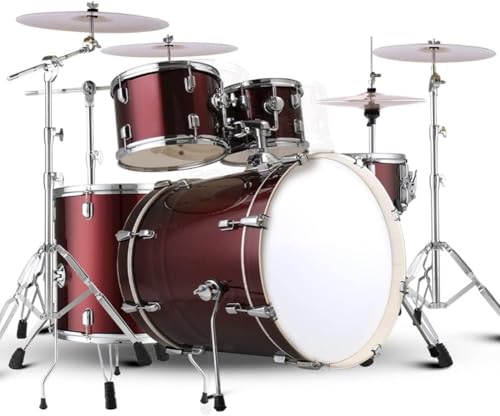 Full Size Adult Drum Set, Professiol Percussion Instrument Komplettes Drum Kit Dicke Und Verdickte Legierungshalterung Geeignet Für Bühnenauftritte Für Anfänger, Red von Generic