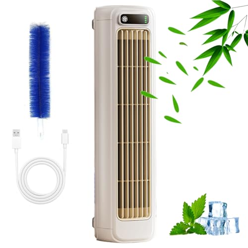 Funfany Cooling Ace – Tragbare Klimaanlage mit 3 Geschwindigkeiten, USB-Ladefunktion Tragbare Klimaanlage mit Turmventilator zum Aufhängen und Aufstellen, 2 Funktionen (Beige) von Generic