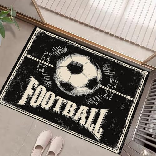 Fußball Fußmatte - rutschfeste Schmutzfangmatte Schwarz Für Innen, Fußabtreter Retro-Poster Für Flur, Eingangsbereich & Überdachten Außenbereich - 50 X 80 cm Fußball Fußmatte - rutschfeste Schmutzfangmatte Schwarz Für Innen, Fußabtreter Retro-Poster Für Flur, Eingangsbereich & Überdachten Außenbereich - 50 X 80 cm von Generic