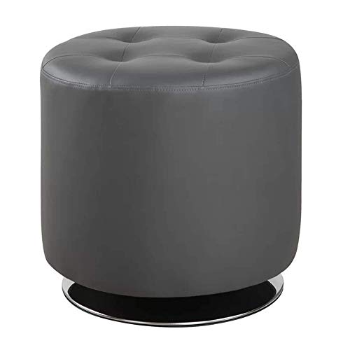 Fußhocker, Retro-Fußhocker mit Drehfunktion, Ottomane-Fußstütze aus Kunstleder, Kleiner gepolsterter Pouf, gepolsterter Hockerstuhl, Grau von Generic
