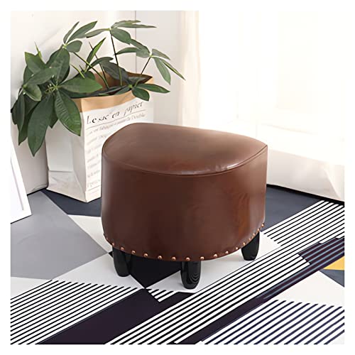 Fußhocker Gepolsterter Sitz Beistelltisch Fußhocker Lederhocker Sofa-Fußhocker Wohnzimmerhocker Halbrunder Retro-Nieten-Design Wasserdichter und verschleißfester Multifu Fußhocker Gepolsterter Sitz Beistelltisch Fußhocker Lederhocker Sofa-Fußhocker Wohnzimmerhocker Halbrunder Retro-Nieten-Design Wasserdichter und verschleißfester Multifu von Generic