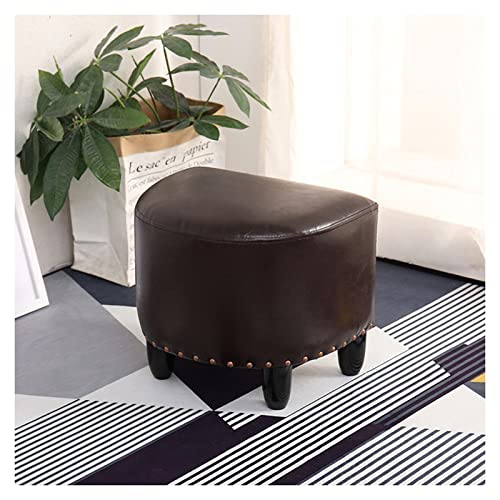 Fußhocker Gepolsterter Sitz Beistelltisch Fußhocker Lederhocker Sofa-Fußhocker Wohnzimmerhocker Halbrunder Retro-Nieten-Design Wasserdichter und verschleißfester Multifu Fußhocker Gepolsterter Sitz Beistelltisch Fußhocker Lederhocker Sofa-Fußhocker Wohnzimmerhocker Halbrunder Retro-Nieten-Design Wasserdichter und verschleißfester Multifu von Generic