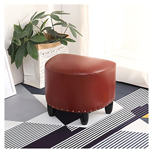 Fußhocker Gepolsterter Sitz Beistelltisch Fußhocker Lederhocker Sofa-Fußhocker Wohnzimmerhocker Halbrunder Retro-Nieten-Design Wasserdichter und verschleißfester Multifun von Generic
