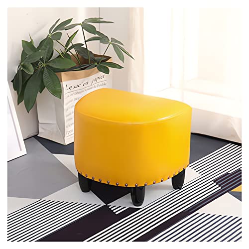Fußhocker Gepolsterter Sitz Beistelltisch Fußhocker Lederhocker Sofa-Fußhocker Wohnzimmerhocker Halbrunder Retro-Nieten-Design Wasserdichter und verschleißfester Multifun von Generic