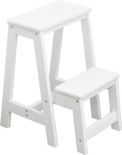 Fußhocker Klappbarer Tritthocker Holzleiter Stuhl 2 Stufenleitern Leichte Faltbare Trittleiter Für Home Kitchen Loft Camping von Generic