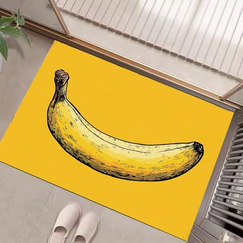 Fußmatte Handgezeichnete Banane - 50 X 80 cm - Willkommens Fussmatte Mit Antirutsch & Oberfläche - Gelb Für Hauseingänge, Flure, Außentüren, Wohnaccessoires - Schlichter Stil von Generic