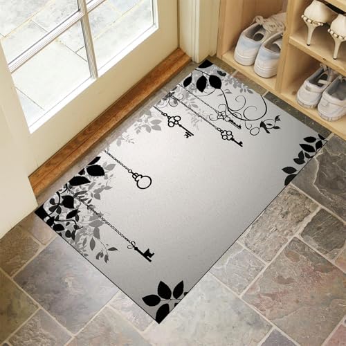Fussmatte Innen 50 X 80 cm, Weinblätter Weich Und Bequem rutschfeste Fussmatte, Dunkler Gothic-Stil Fußmatte Waschbar Fußmatten Haustür Türmatte Für Flur Küche Haustiere Hellgrau Fussmatte Innen 50 X 80 cm, Weinblätter Weich Und Bequem rutschfeste Fussmatte, Dunkler Gothic-Stil Fußmatte Waschbar Fußmatten Haustür Türmatte Für Flur Küche Haustiere Hellgrau von Generic