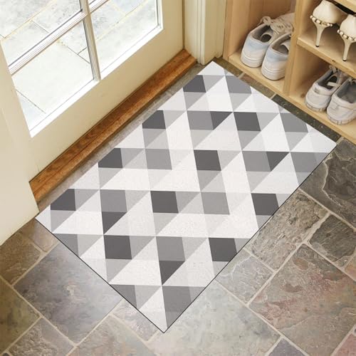 Fussmatte Innen 60 X 90 cm, Geometrisches Dreieck Weich Und Bequem rutschfeste Fussmatte, Moderne Schlichtheit Fußmatte Waschbar Fußmatten Haustür Türmatte Für Flur Küche Haustiere Hellgrau Fussmatte Innen 60 X 90 cm, Geometrisches Dreieck Weich Und Bequem rutschfeste Fussmatte, Moderne Schlichtheit Fußmatte Waschbar Fußmatten Haustür Türmatte Für Flur Küche Haustiere Hellgrau von Generic