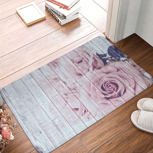 Fußmatte Innen Schmutzfangmatte Sauberlaufmatte 40 * 60cm Türmatte Eingangstürmatte Holz Rose Innenbereich rutschfeste Fußabtreter Türvorleger Innen Eingangsteppich von Generic