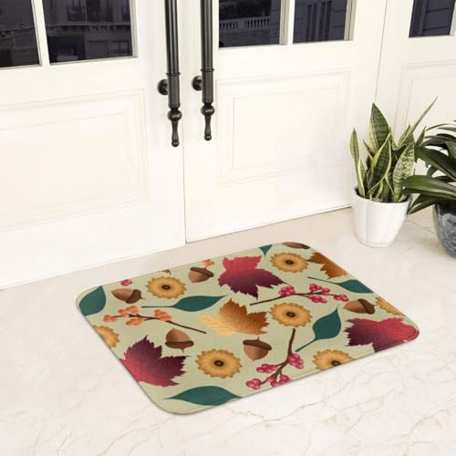 Fußmatte Innen Schmutzfangmatte Sauberlaufmatte 40 * 60cm Türmatte Eingangstürmatte Pflanzen Elemente Innenbereich rutschfeste Fußabtreter Türvorleger Innen Eingangsteppich von Generic