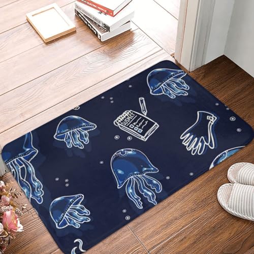 Fußmatte Innen Schmutzfangmatte Sauberlaufmatte 40 * 60cm Türmatte Eingangstürmatte Qualle Muster Innenbereich rutschfeste Fußabtreter Türvorleger Innen Eingangsteppich von Generic