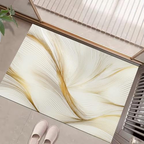 Fußmatte Linien Wellen - 40 X 60 cm - Willkommens Fussmatte Mit Antirutsch & Oberfläche - Gold Für Hauseingänge, Flure, Außentüren, Wohnaccessoires - Modern Schlicht Fußmatte Linien Wellen - 40 X 60 cm - Willkommens Fussmatte Mit Antirutsch & Oberfläche - Gold Für Hauseingänge, Flure, Außentüren, Wohnaccessoires - Modern Schlicht von Generic