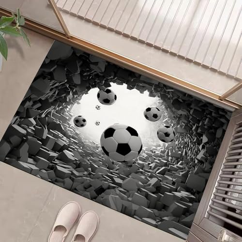 Fußmatte Schwarz-Weiß-Fußball - 50 X 80 cm - Willkommens Fussmatte Mit Antirutsch & Oberfläche - Grau Für Hauseingänge, Flure, Außentüren, Wohnaccessoires - Abstrakter Stil Fußmatte Schwarz-Weiß-Fußball - 50 X 80 cm - Willkommens Fussmatte Mit Antirutsch & Oberfläche - Grau Für Hauseingänge, Flure, Außentüren, Wohnaccessoires - Abstrakter Stil von Generic