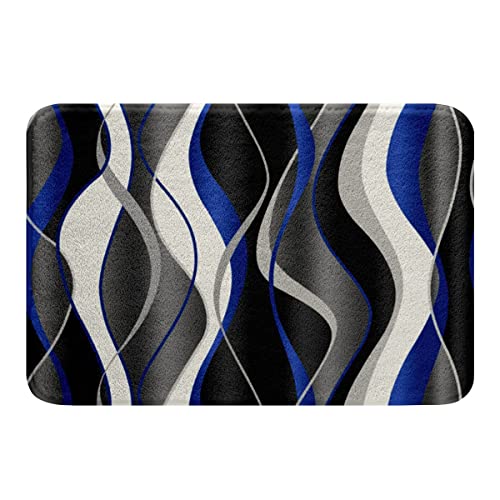 Fußmatte Wellenstreifen Blau Und Grau Türmatte Eingang rutschfest Wasserabsorbierenden Türmatte Für Balkon Flur 40X60Cm von Generic