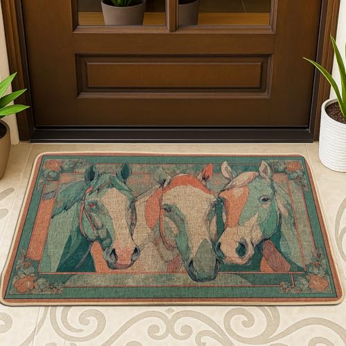 Fußmatte für den Innen- und Außenbereich, rustikale Dekoration, Gummi, wasserdicht, rutschfest, staubabsorbierend, leicht zu reinigen, 73,2 x 43,2 cm, Blaugrün von Generic