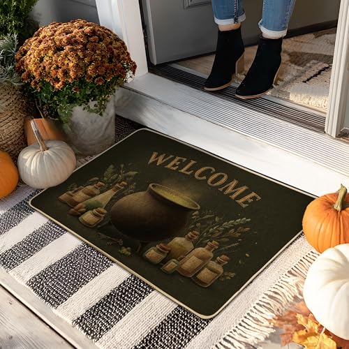 Fußmatte im Vintage-Stil, schwarze Willkommens-Fußmatte, Herbst-dekorative Matte für Innen- und Außenbereich, rutschfeste und leicht zu reinigende Bodenmatte, perfekt als Herbstdekoration, 73,2 x 43,2 Fußmatte im Vintage-Stil, schwarze Willkommens-Fußmatte, Herbst-dekorative Matte für Innen- und Außenbereich, rutschfeste und leicht zu reinigende Bodenmatte, perfekt als Herbstdekoration, 73,2 x 43,2 von Generic