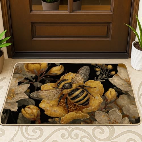 Fußmatte mit Bienen-Blumenmuster, gelbe Blume, für Außen- und Inneneingang, Frühlingsdekoration, Gummi, wasserdicht, rutschfest, staubabsorbierend, leicht zu reinigen, 73,2 x 43,2 cm Fußmatte mit Bienen-Blumenmuster, gelbe Blume, für Außen- und Inneneingang, Frühlingsdekoration, Gummi, wasserdicht, rutschfest, staubabsorbierend, leicht zu reinigen, 73,2 x 43,2 cm von Generic